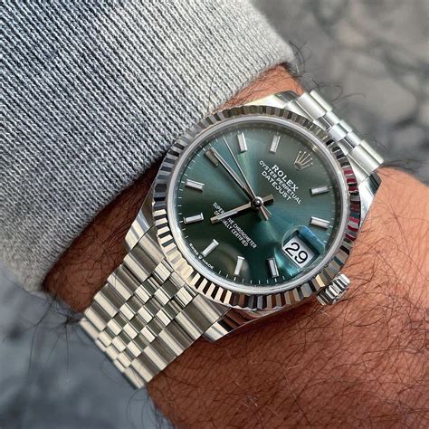 rolex datejust green dial roman numerals|2022 rolex datejust 41mm.